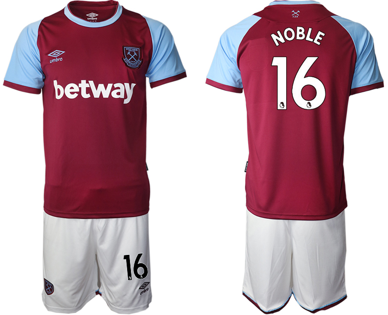 Men 2020-2021 club West Ham United home #16 red Soccer Jerseys->west ham united jersey->Soccer Club Jersey